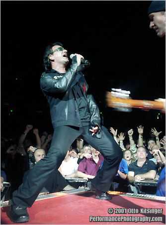 Live concert photo of Bono, the edge of The Edge