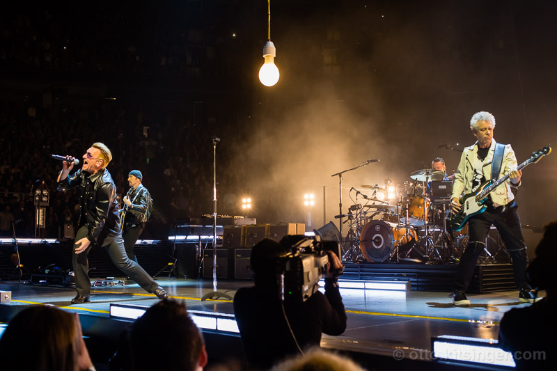 Live concert photo of Bono, The Edge, Larry Mullen Jr, Adam Clayton