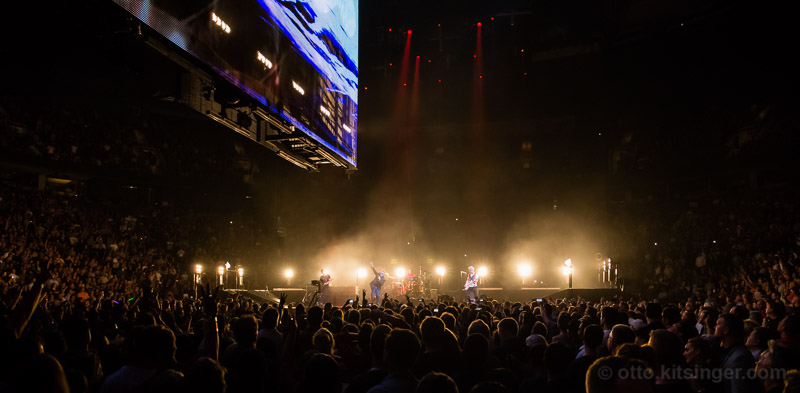 Live concert photo of The Edge, Bono, Larry Mullen Jr, Adam Clayton