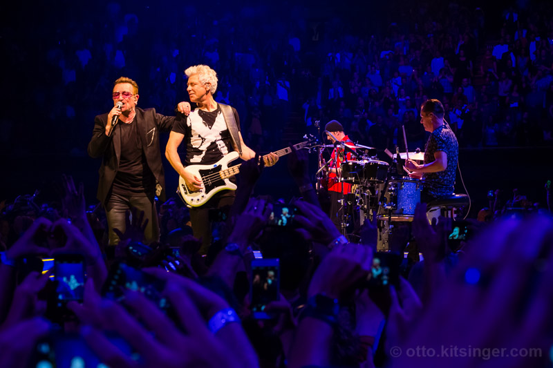 Live concert photo of Bono, Adam Clayton, The Edge, Larry Mullen Jr