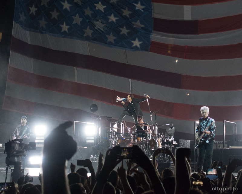 Live concert photo of The Edge, Bono, Larry Mullen Jr, Adam Clayton