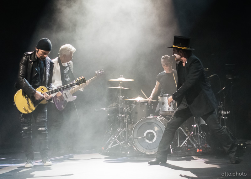 Live concert photo of The Edge, Adam Clayton, Larry Mullen Jr, Bono