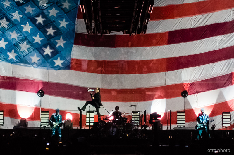 Live concert photo of The Edge, Bono, Larry Mullen Jr, Adam Clayton