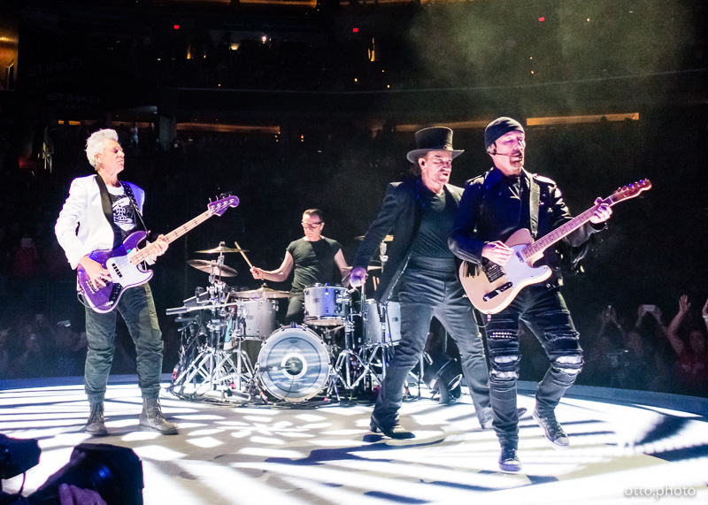Live concert photo of Adam Clayton, Larry Mullen Jr, Bono, The Edge